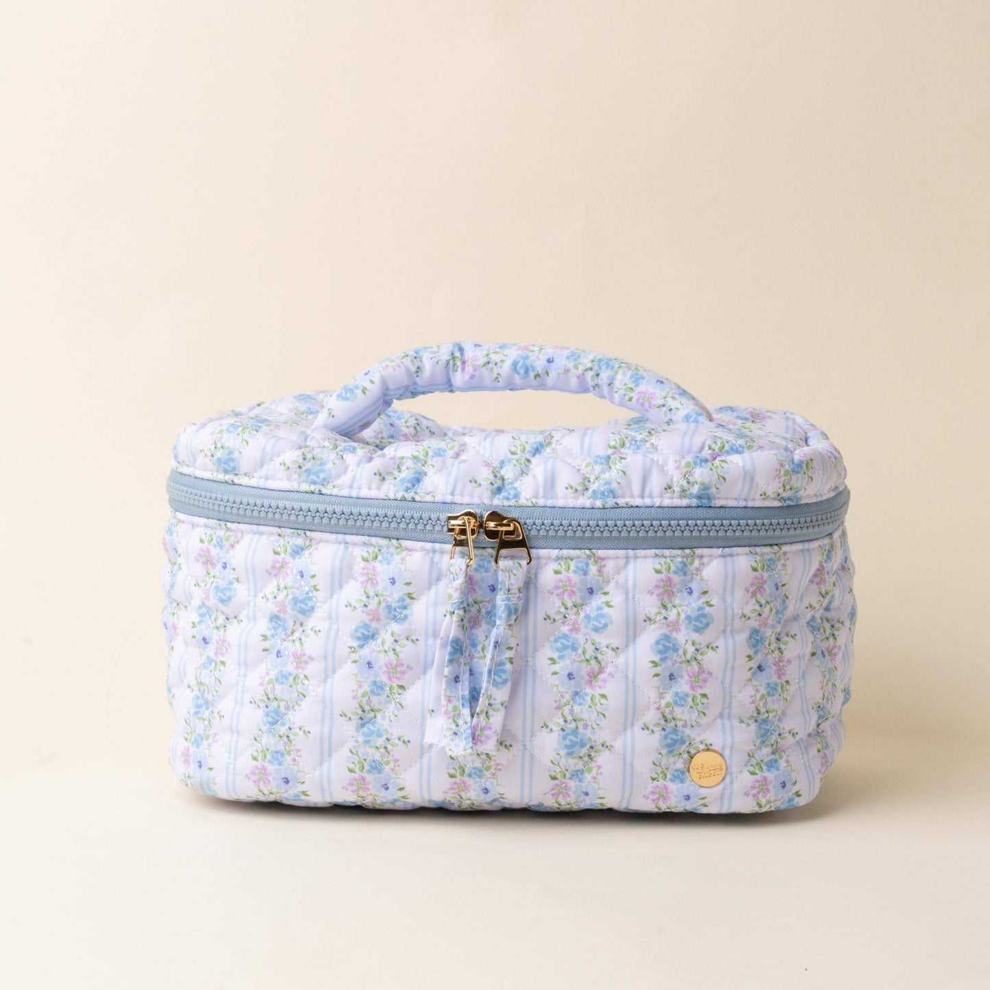 Quilted Cosmetic Bag-Petal Parade Blue
