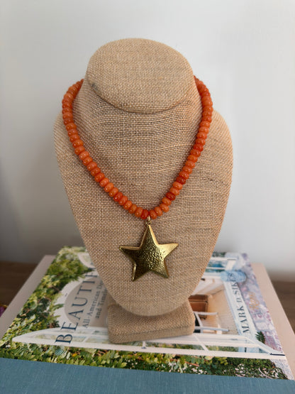 Burnt Orange Star Necklace