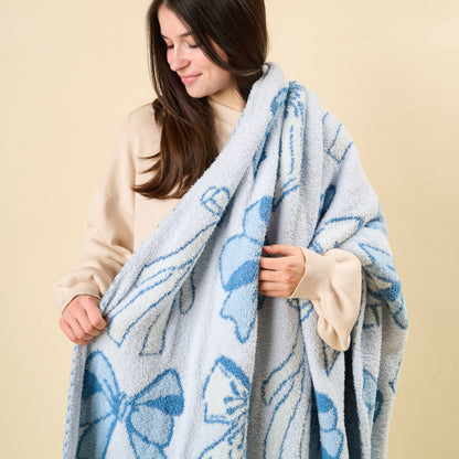 Cozy Dreams Luxe Blanket-Blushing Bows Blue
