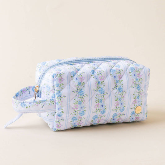 Essentials Quilted Cosmetic Bag Blue