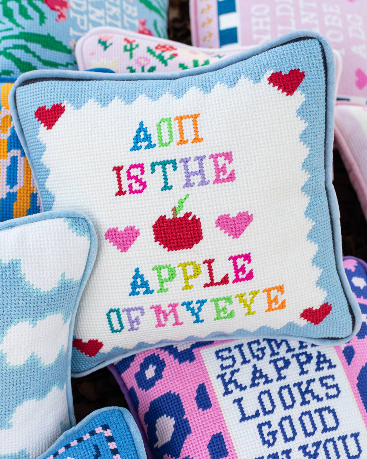 Sorority Needlepoint Pillow Alpha Gamma Delta
