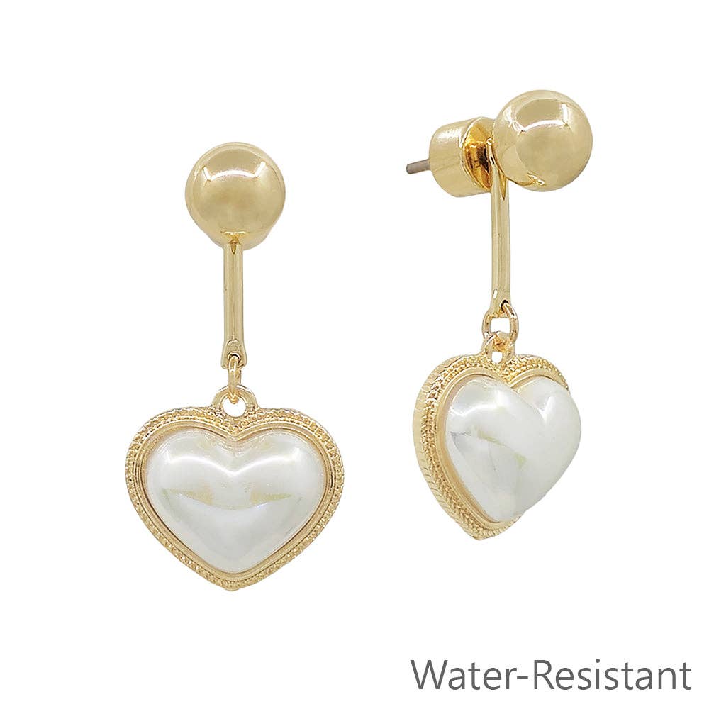 Stud Pearl Heart Drop 1" Earring