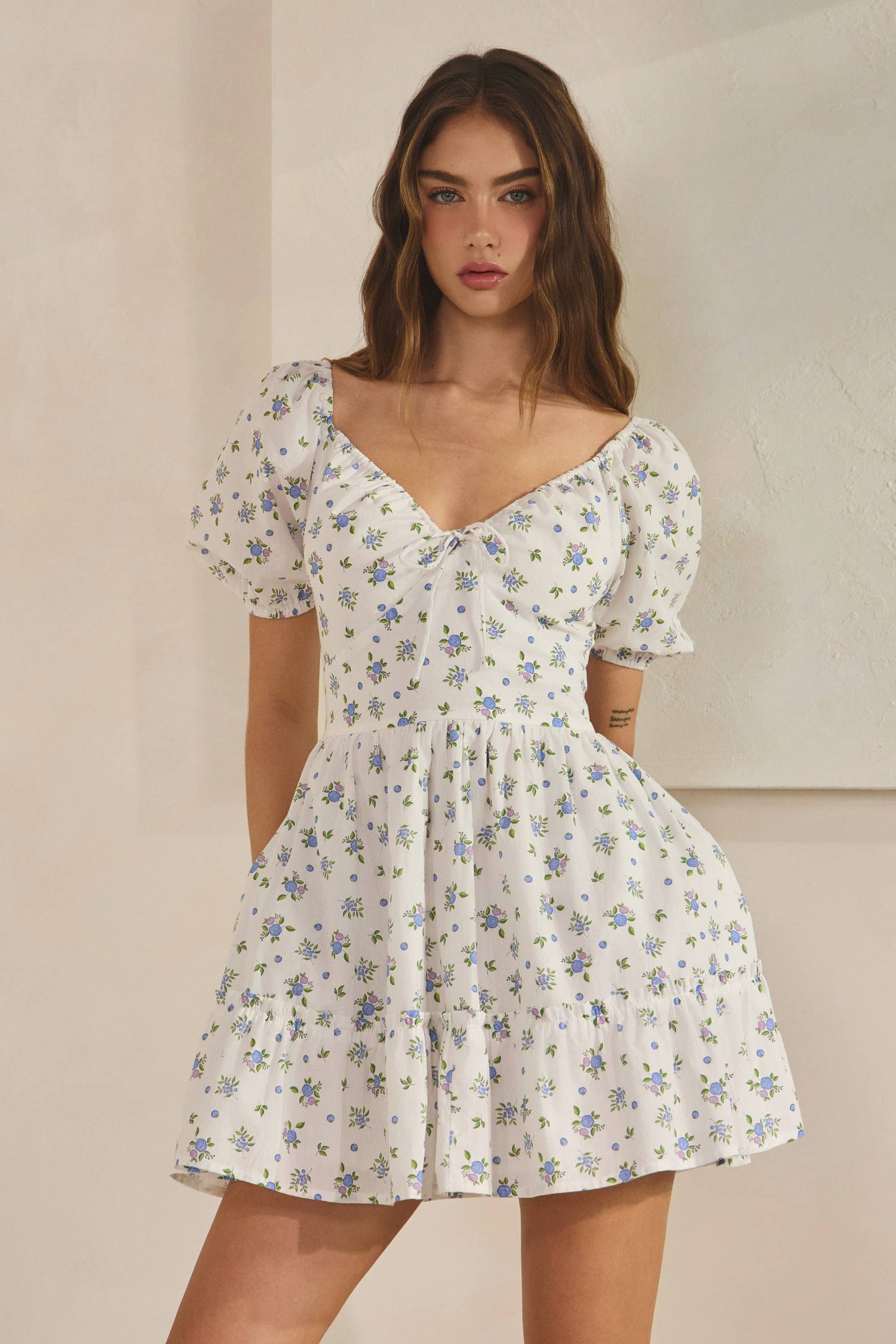 Blueberry Ruffle Mini Dress