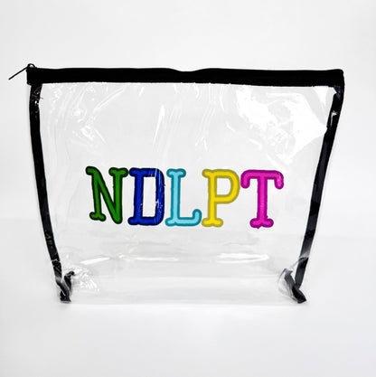 Colorful NDLPT Clear Project Bag | Small 9" x 12" Needlepoint WIP Bag
