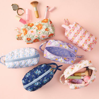 Essentials Quilted Cosmetic Bag Blue