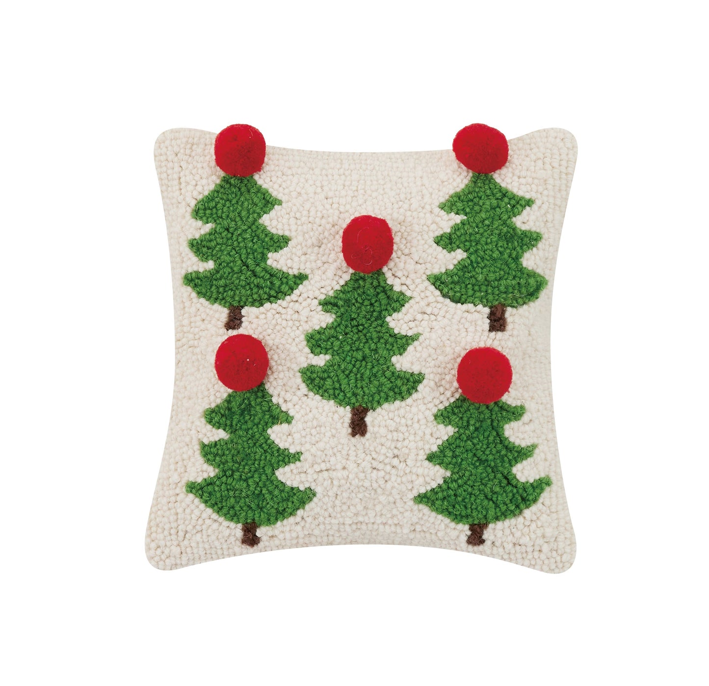 Christmas Trees With Pom Pom Hook Pillow