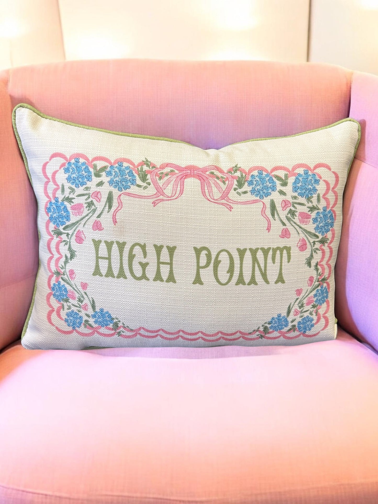 Hydrangea Scallop Ribbon HP Pillow