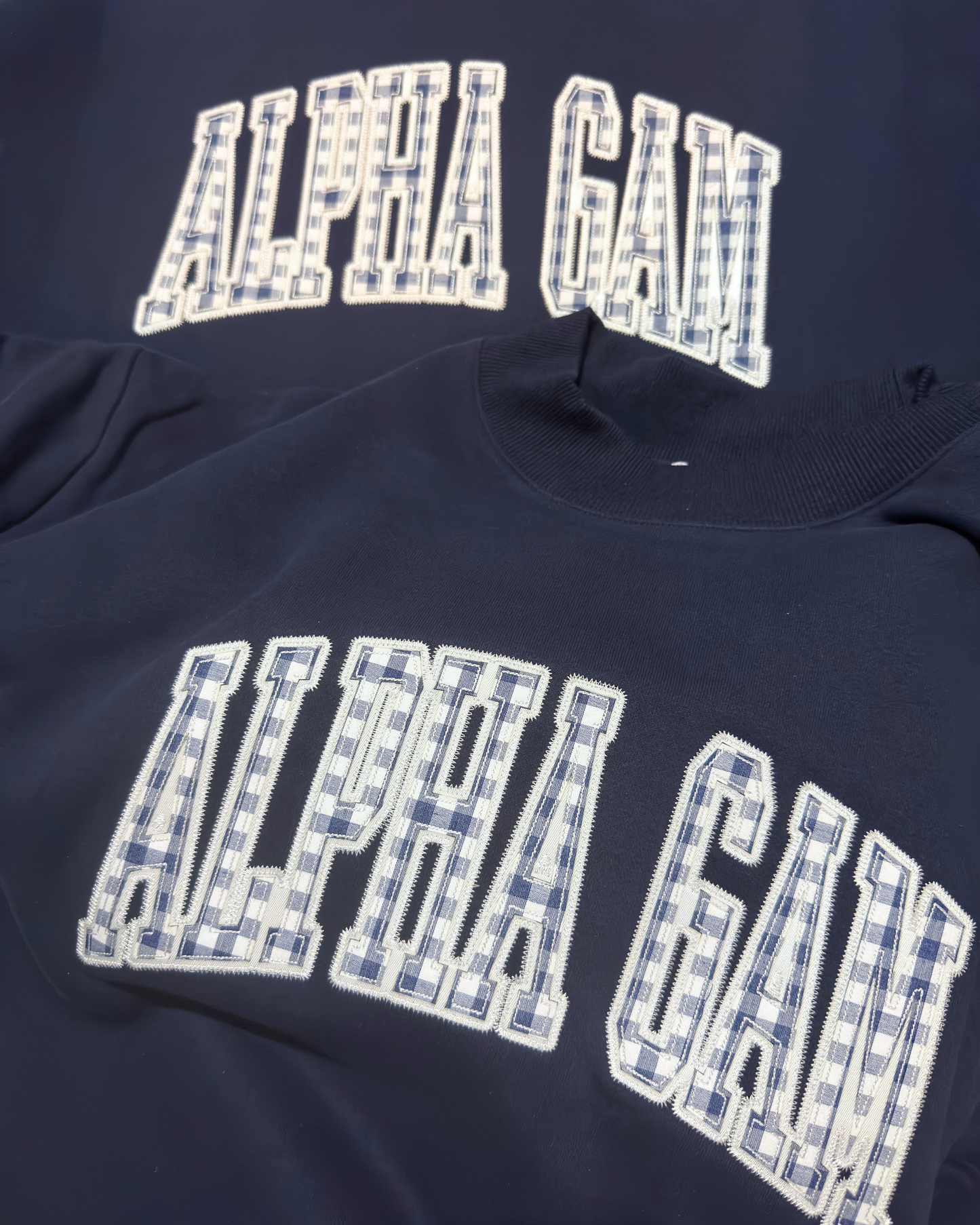 Gingham Greek Mockneck