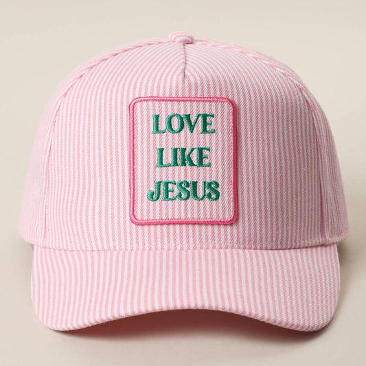 LOVE LIKE JESUS Embroidered Patch Seersucker Trucker Hat