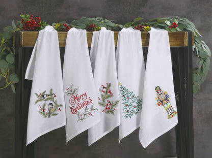 Nutcracker Topiary Embroidered kitchen Towel