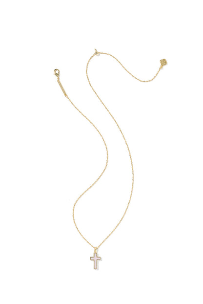 Cross Gold Pendant Necklace Pink