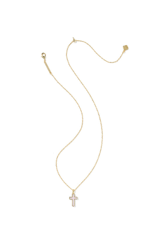 Cross Gold Pendant Necklace Pink
