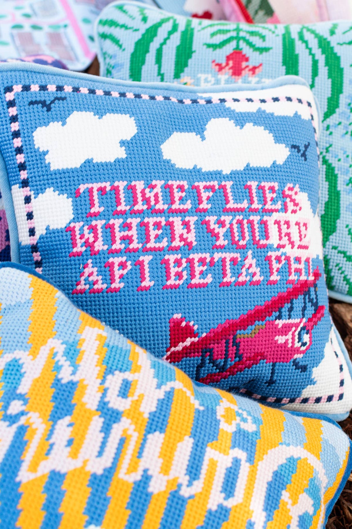 Sorority Needlepoint Pillow Alpha Gamma Delta