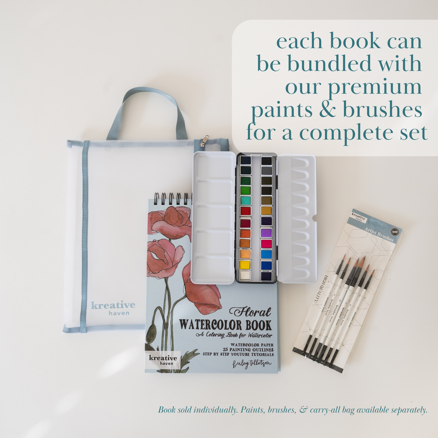 Floral Watercoloring Book - Outlines with Video Tutorials