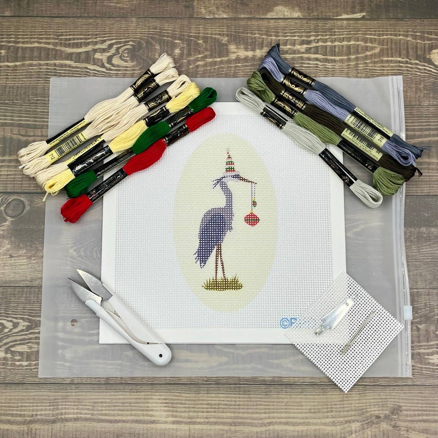 Christmas Heron Needlepoint Kit