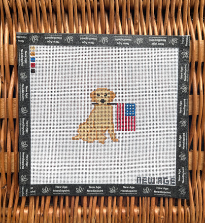 Patriotic Golden Retriever Canvas