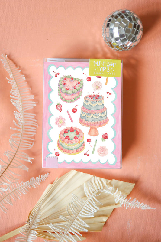 Retro birthday cakes mini card boxed set