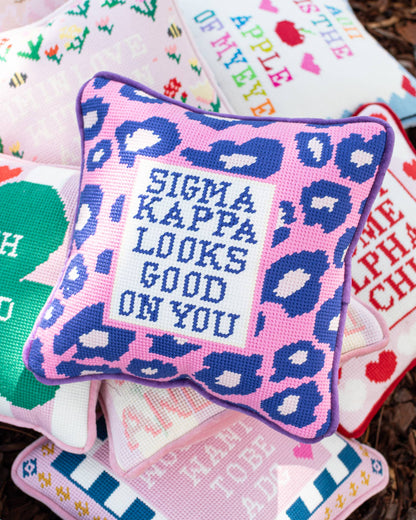 Sorority Needlepoint Pillow Alpha Gamma Delta