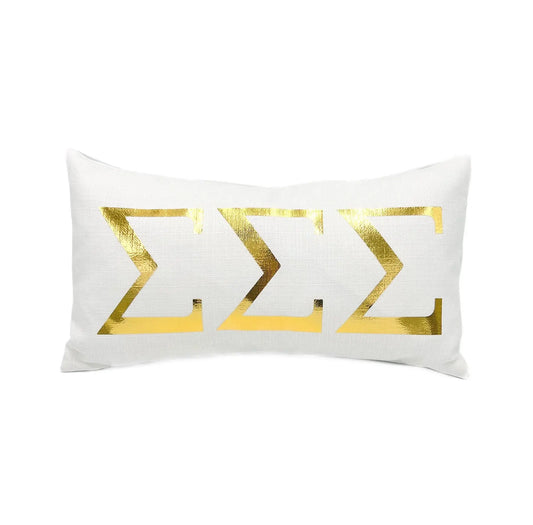 Sigma Sigma Sigma Gold Foil Sorority Pillow