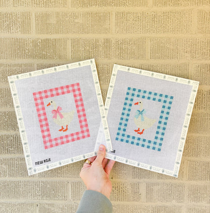 Gingham Baby Goose Needlepoint Canvas