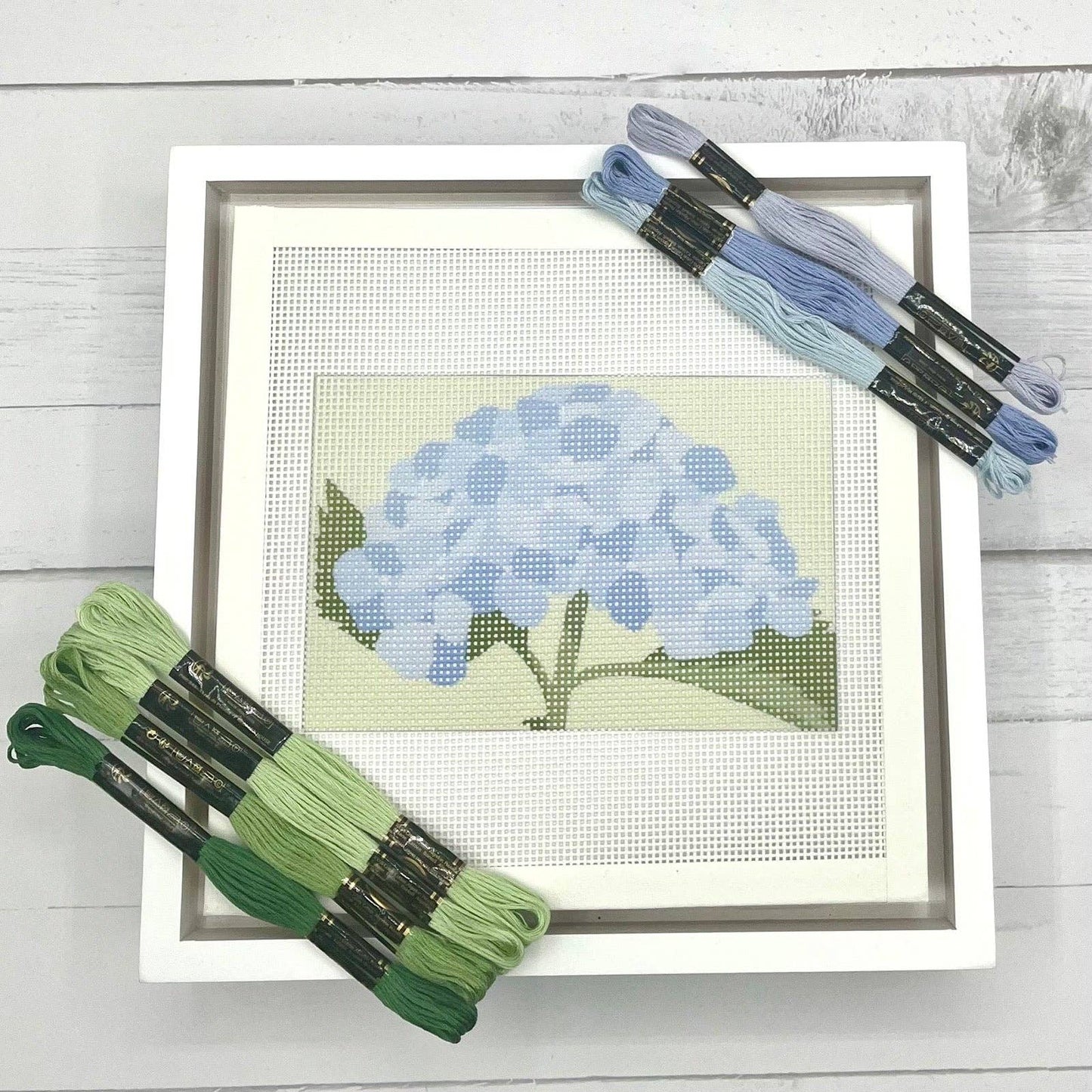 Blue Hydrangea 6x4 Needlepoint Kit: Full Kit