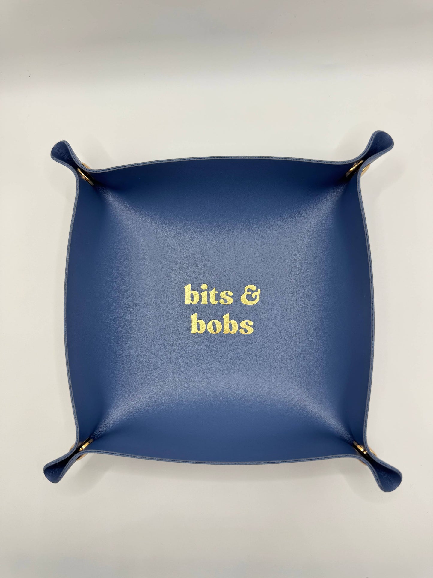 Blue Bits & Bobs Needlepoint Valet Tray | Snap Tray : Dark Sea Glass Blue