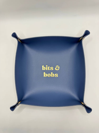 Blue Bits & Bobs Needlepoint Valet Tray | Snap Tray : Dark Sea Glass Blue