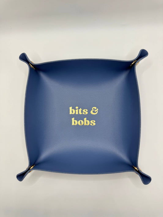Blue Bits & Bobs Needlepoint Valet Tray | Snap Tray : Dark Sea Glass Blue