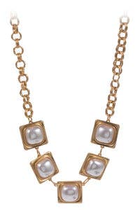 Gold Squares and Pearl Necklace