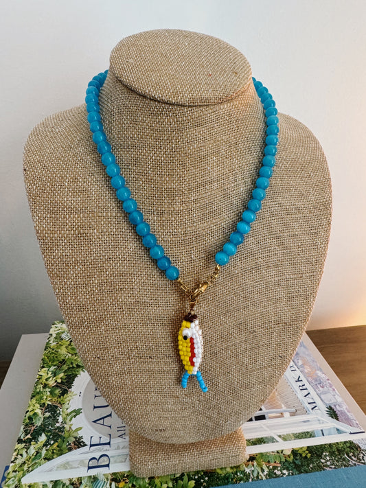 Catch of the Day Beaded Necklace - Blue