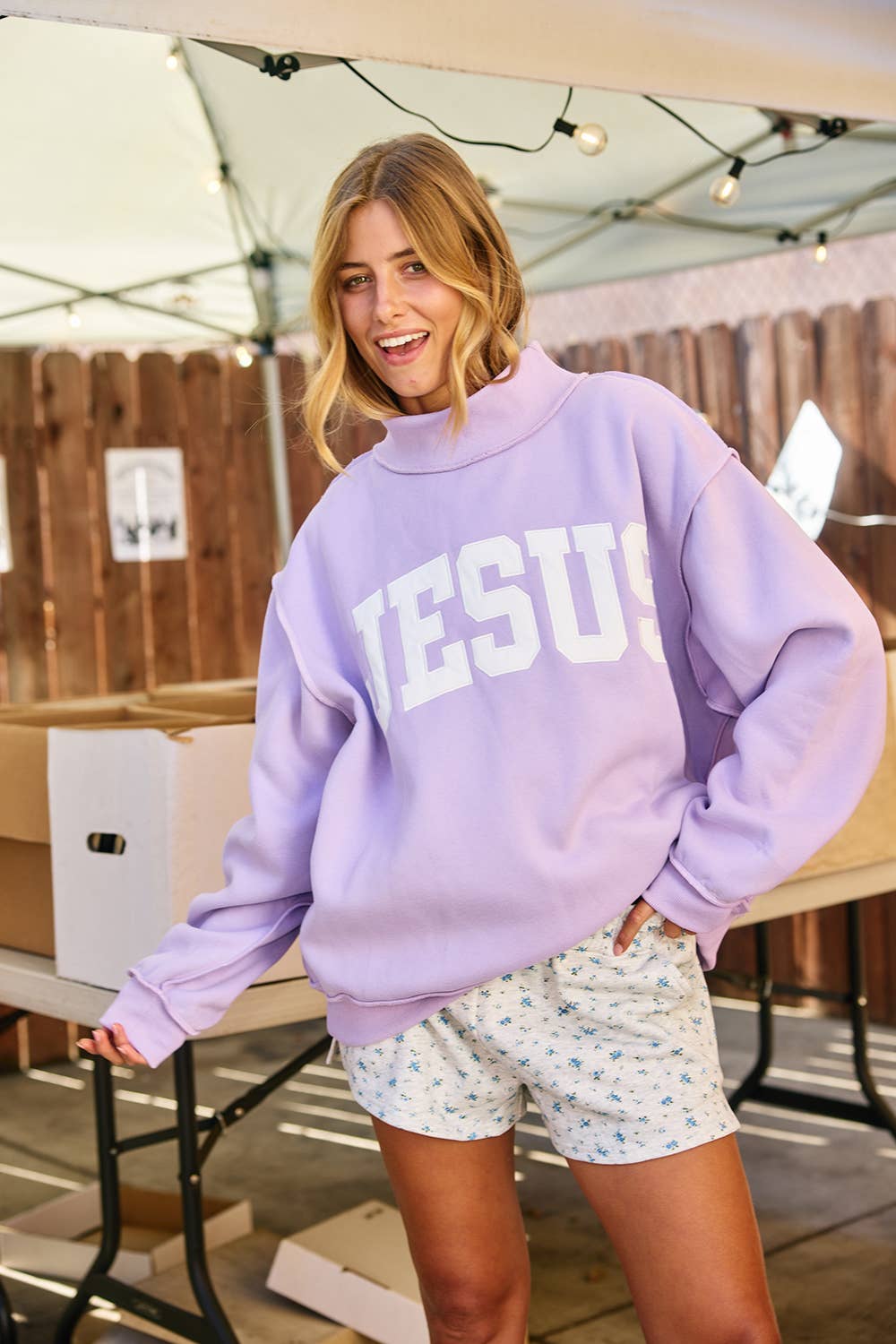 JESUS  Mock Neck Sweatshirt
