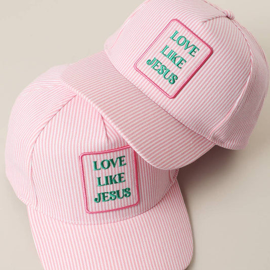 LOVE LIKE JESUS Embroidered Patch Seersucker Trucker Hat