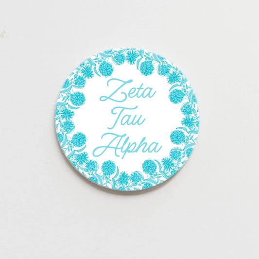 Zeta Tau Alpha Flower Ring Button
