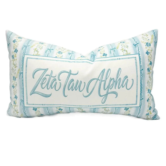 Zeta Tau Alpha ZTA Grandmillennial Sorority Pillow: Velvet