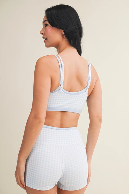 Gingham Layered Shorts Set: BLUE