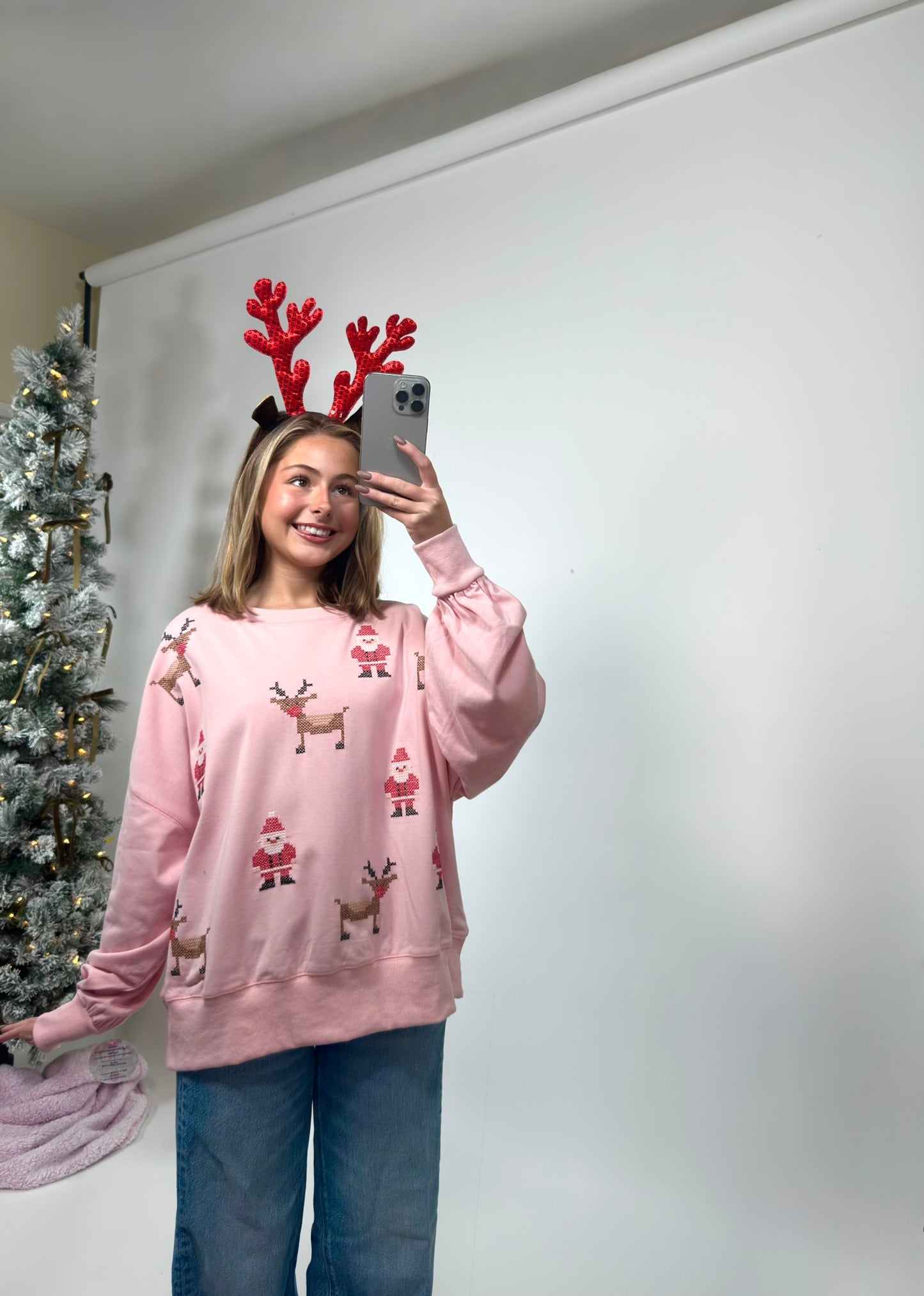 Cross Stitch Santa Pullover