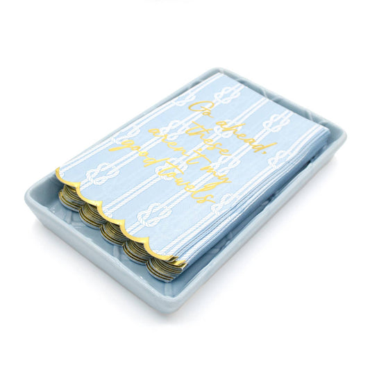 Light Blue Textured Guest Towel Tray