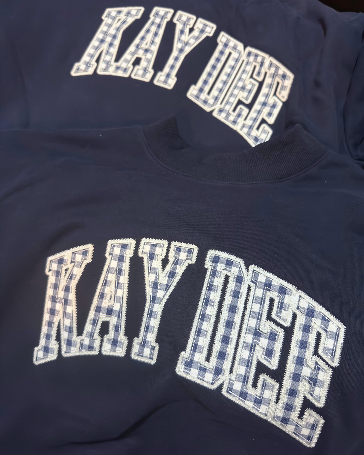 Gingham Greek Mockneck