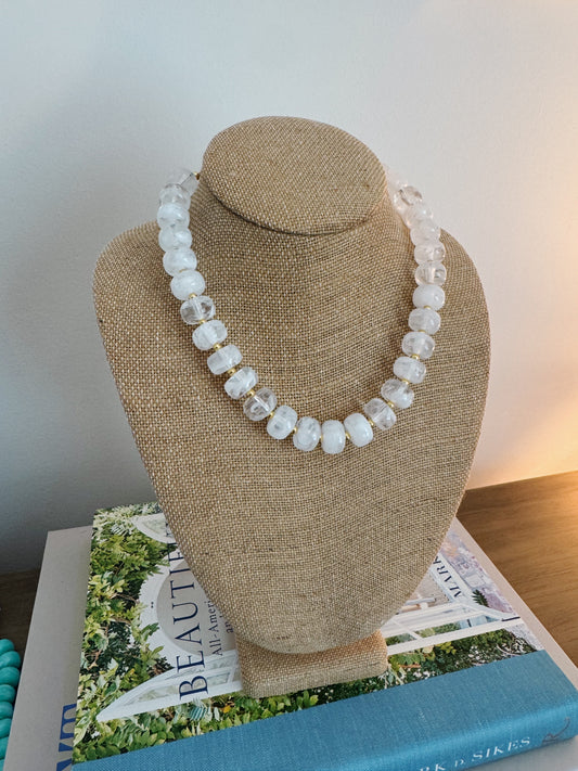 Bliss Beaded Necklace - White/Clear