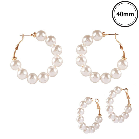 Gold and Pearl Hoop Earring