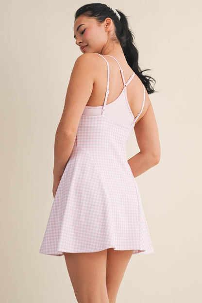 Pink Gingham Double Layered Dress