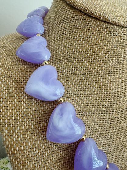 Lover Beaded Necklace - Purple