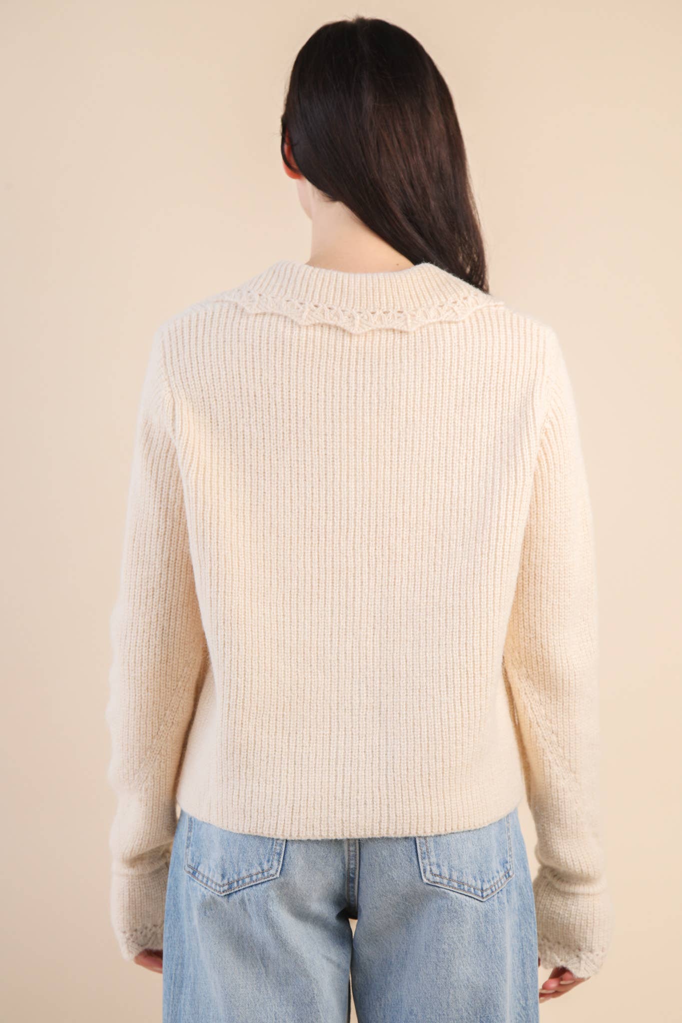 Heart Button Cardigan - CREAM