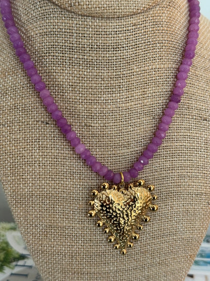 Sparkle Heart Necklace: Purple