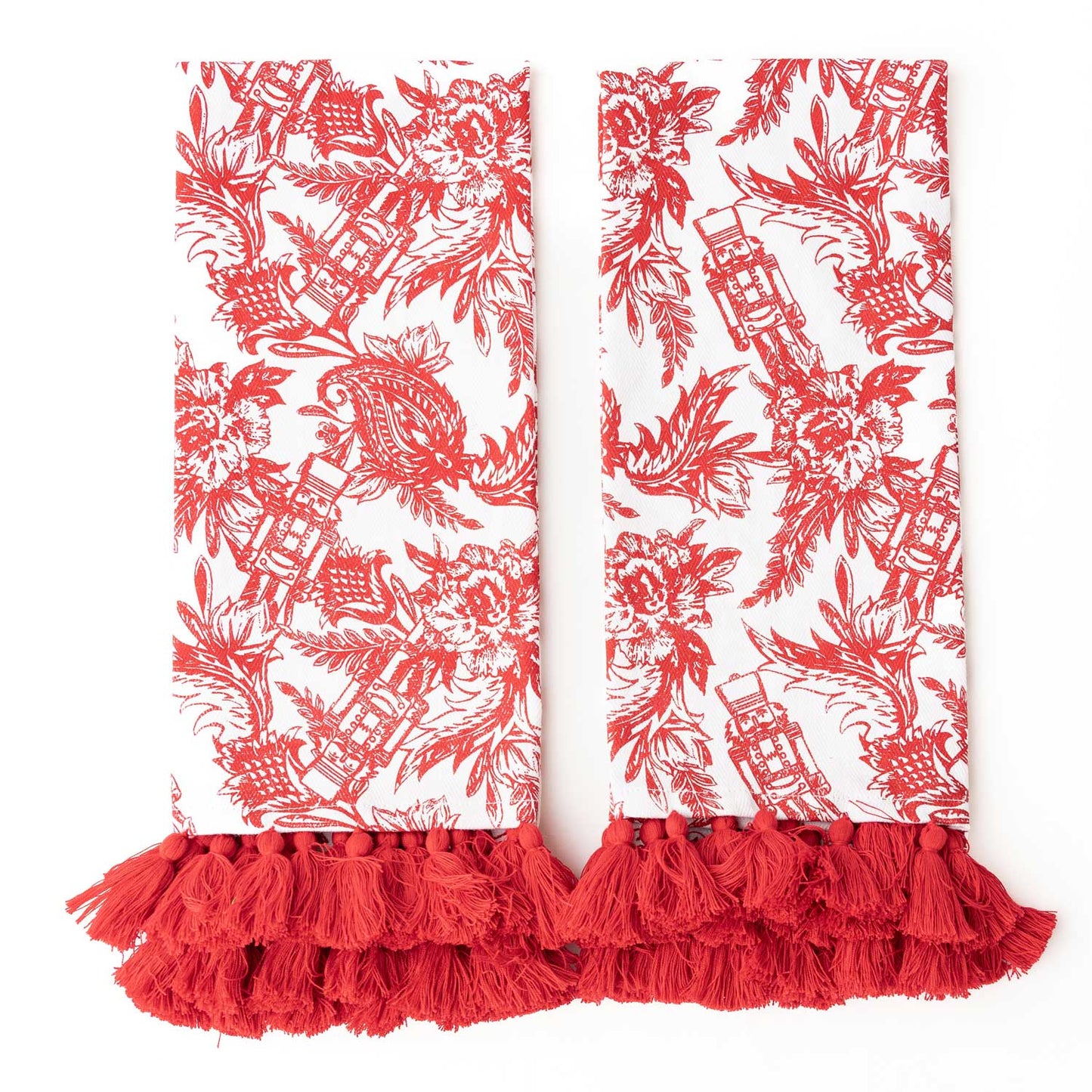 Nutcracker Toile Tassel Kitchen Towel Pack