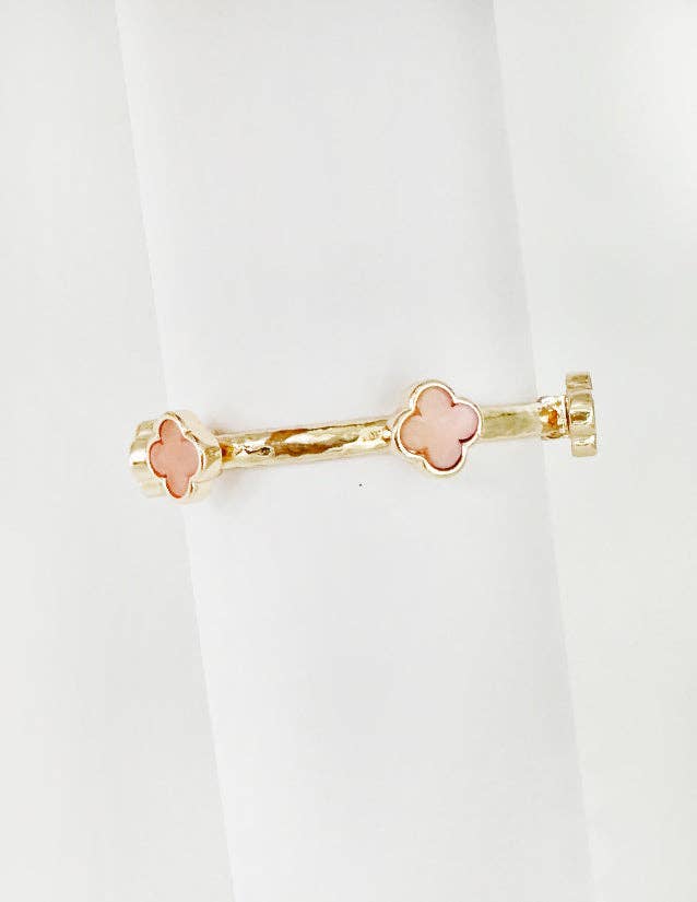 Gold with Pink Clover Bracelet