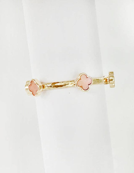 Gold with Pink Clover Bracelet