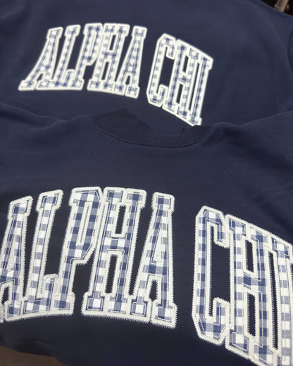 Gingham Greek Mockneck