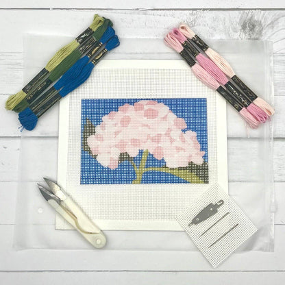 Pink Hydrangea 6x4 Needlepoint Kit: Full Kit
