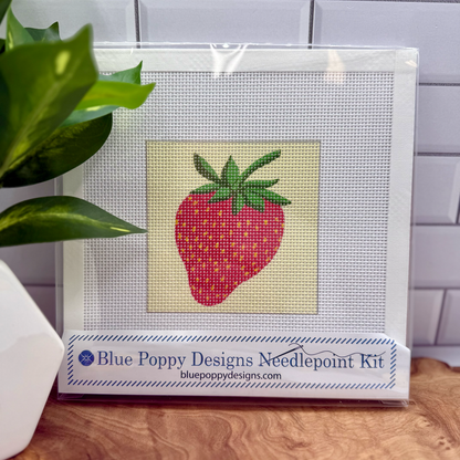 Strawberry Needlepoint Kit (on yellow background color)